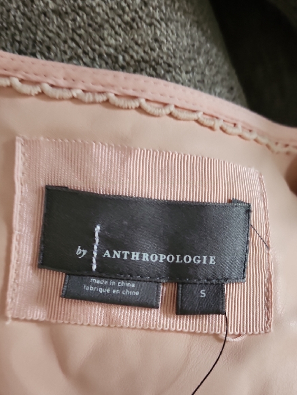 Anthropologie Somerset Vegan Leather Mini Dress Pink Rose Smocked Waist NWT - Picture 9 of 16